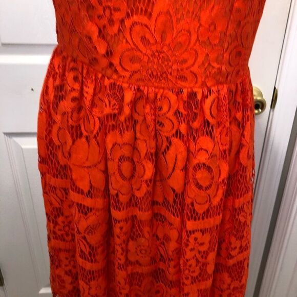 Mossimo sleeveless midi orange crocheted floral dress, size medium - Picture 4 of 12